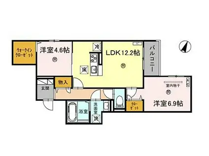 サンパティーク住吉(2LDK/1階)の間取り写真