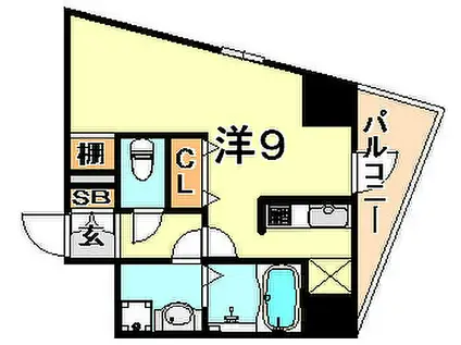 パシフィックレジデンス神戸八幡通(ワンルーム/3階)の間取り写真