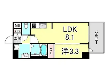 プレサンスブルーム新神戸(1LDK/3階)の間取り写真