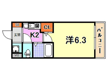 エステムコート新神戸エリタージュ(1K/3階)の間取り写真