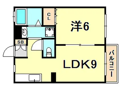 中山手ガーデンパレス D棟(1LDK/2階)の間取り写真