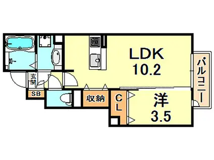 マ・メゾン岩屋(1LDK/1階)の間取り写真