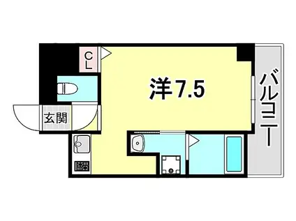 MJC神戸ブレイヴ(1K/9階)の間取り写真