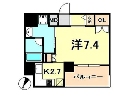リーガル神戸三宮山手(1K/12階)の間取り写真