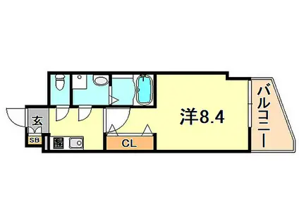 レジデンス神戸BIVIO(1K/6階)の間取り写真