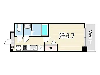 アドバンス神戸レイソレ(1K/10階)の間取り写真