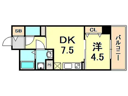 神戸HARBORSIDE 萬利RESIDENCE(1DK/3階)の間取り写真