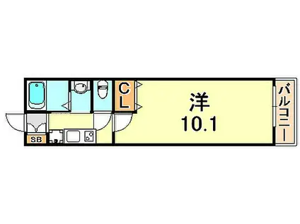 レジディア三宮東(1K/6階)の間取り写真