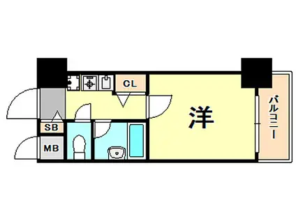 エスリード新神戸(1K/9階)の間取り写真
