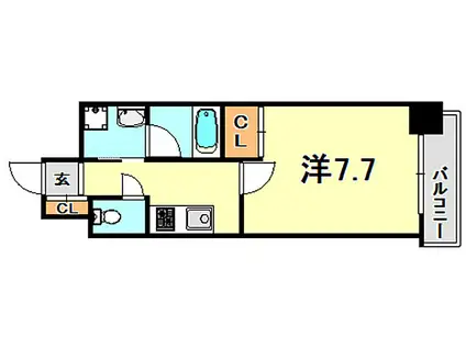 ピアグレース神戸(1K/15階)の間取り写真