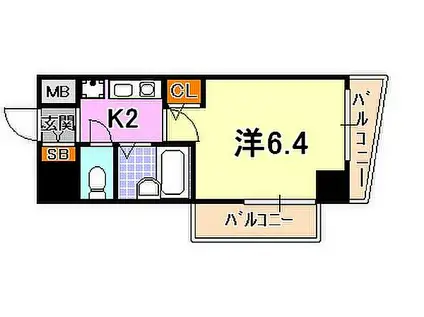 ワコーレ新神戸ステージ(1K/6階)の間取り写真