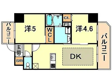 エステムプラザ神戸三宮ルクシア(1SDK/8階)の間取り写真