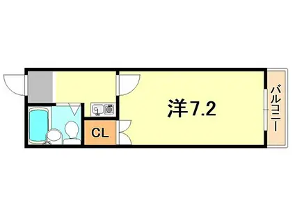 ラムール神戸(1K/2階)の間取り写真