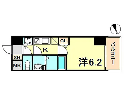 プレサンスジェネ新神戸ステーションフロント(1K/8階)の間取り写真