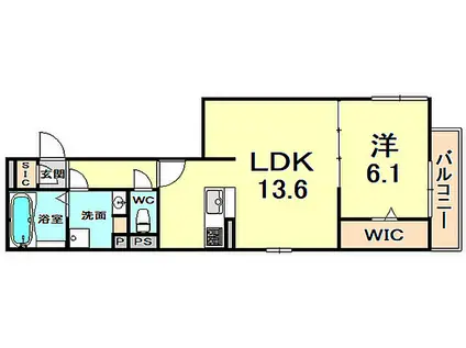 COLN KURAKUEN ウエスト(1LDK/3階)の間取り写真