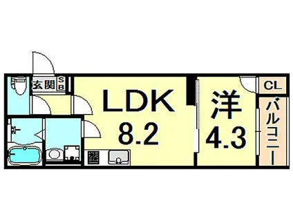 CIEL甲子園(1LDK/1階)の間取り写真