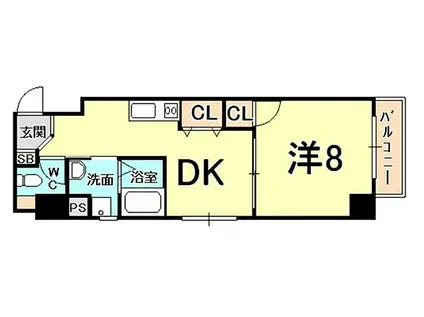 サムティ夙川レジデンス(1DK/3階)の間取り写真