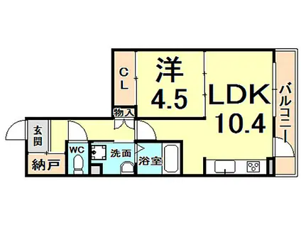 阪急西宮マンション(1LDK/13階)の間取り写真