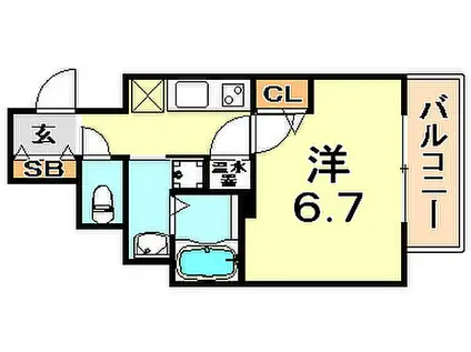 アドバンス神戸アルティス(1K/8階)の間取り写真