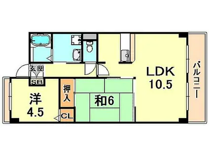 エリム摩耶(2LDK/4階)の間取り写真