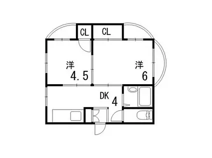 ドルフ西岡本(2DK/3階)の間取り写真