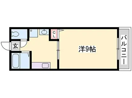 JR播但線 野里駅 徒歩19分 2階建 築27年(1K/2階)の間取り写真