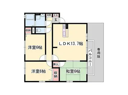 山陽電鉄本線 白浜の宮駅 徒歩9分 2階建 築23年(3LDK/2階)の間取り写真