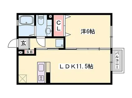 JR加古川線 西脇市駅 徒歩18分 2階建 築17年(1LDK/1階)の間取り写真