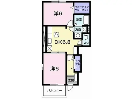JR姫新線 本竜野駅 徒歩33分 2階建 築16年(2DK/1階)の間取り写真