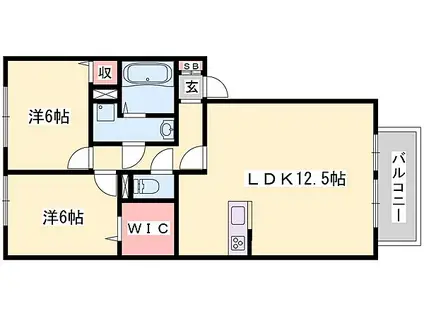 JR東海道・山陽本線 竜野駅 徒歩9分 2階建 築16年(2LDK/1階)の間取り写真