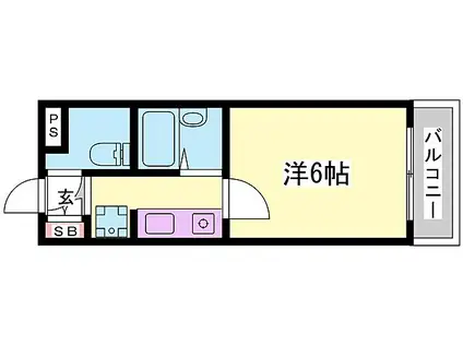 JR播但線 京口駅 徒歩15分 4階建 築34年(1K/3階)の間取り写真