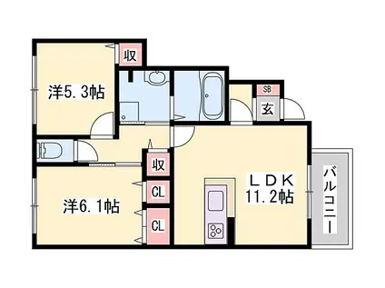 山陽電鉄本線 播磨町駅 徒歩7分 2階建 築7年(2LDK/1階)の間取り写真