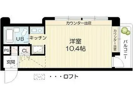JR東海道・山陽本線 宝殿駅 徒歩3分 3階建 築34年(ワンルーム/3階)の間取り写真