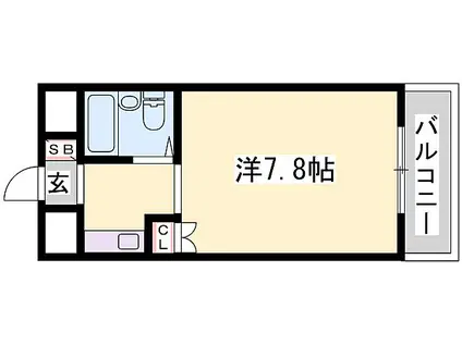 JR播但線 野里駅 徒歩28分 4階建 築35年(ワンルーム/1階)の間取り写真
