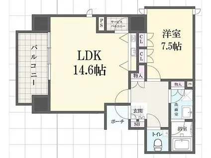 ルネ神戸旧居留地109番館(1LDK/6階)の間取り写真