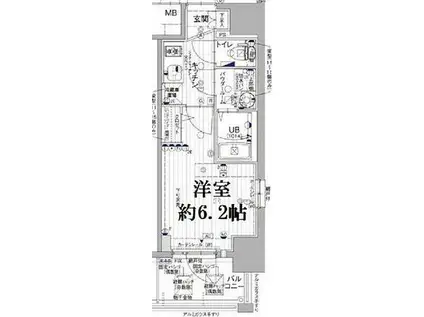 エスリード神戸グランドール(1K/12階)の間取り写真