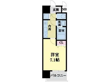 KDXレジデンス三宮(1K/5階)の間取り写真