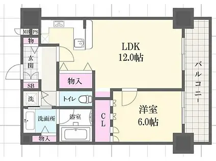 リーガル神戸下山手(1LDK/4階)の間取り写真