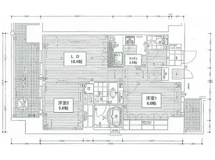 リーガル神戸三宮(2LDK/13階)の間取り写真