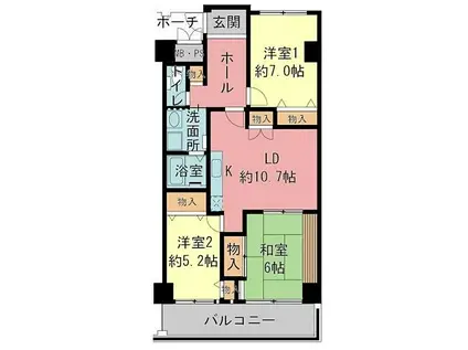 カナル兵庫(3LDK/6階)の間取り写真