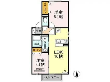 JR吉備線 総社駅 徒歩24分 2階建 築8年(2LDK/2階)の間取り写真