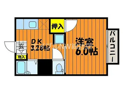 JR吉備線 服部駅 徒歩7分 2階建 築32年(1K/2階)の間取り写真