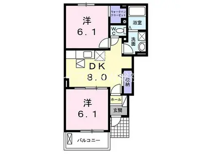井原鉄道 川辺宿駅 徒歩11分 2階建 築12年(2DK/1階)の間取り写真