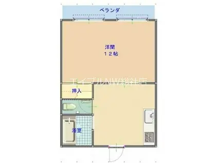 JR山陽本線 鴨方駅 徒歩9分 2階建 築35年(1DK/2階)の間取り写真