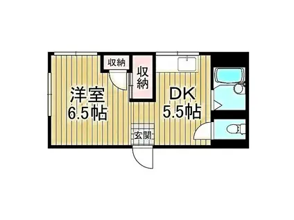 南海高野線 浅香山駅 徒歩4分 2階建 築55年(1DK/2階)の間取り写真