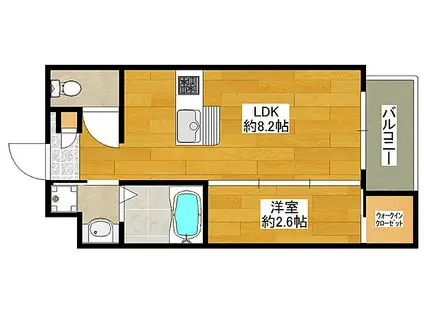 リアコート上新庄(1LDK/2階)の間取り写真