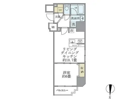 フェリーチェ錦糸町(1LDK/7階)の間取り写真