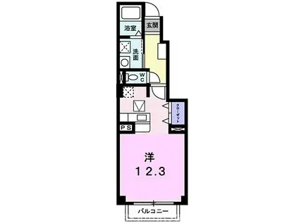 JR予讃線 端岡駅 徒歩12分 2階建 築21年(ワンルーム/1階)の間取り写真