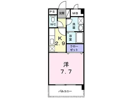 高松琴平電気鉄道長尾線 花園駅(高松) 徒歩6分 3階建 築17年(1K/1階)の間取り写真