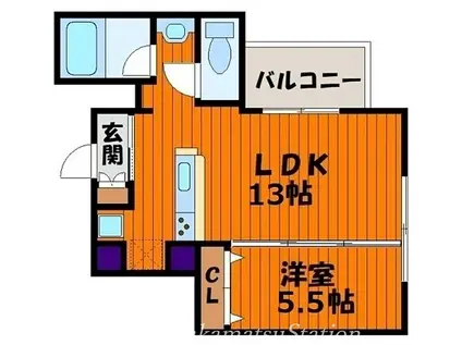 JR高徳線 栗林公園北口駅 徒歩8分 10階建 築7年(1LDK/9階)の間取り写真